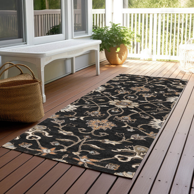 Tapis noir intérieur / extérieur lavable à la machine Cicel ACN1137, Tapis de couloir 2 pi 3 po x 7 pi 6 po