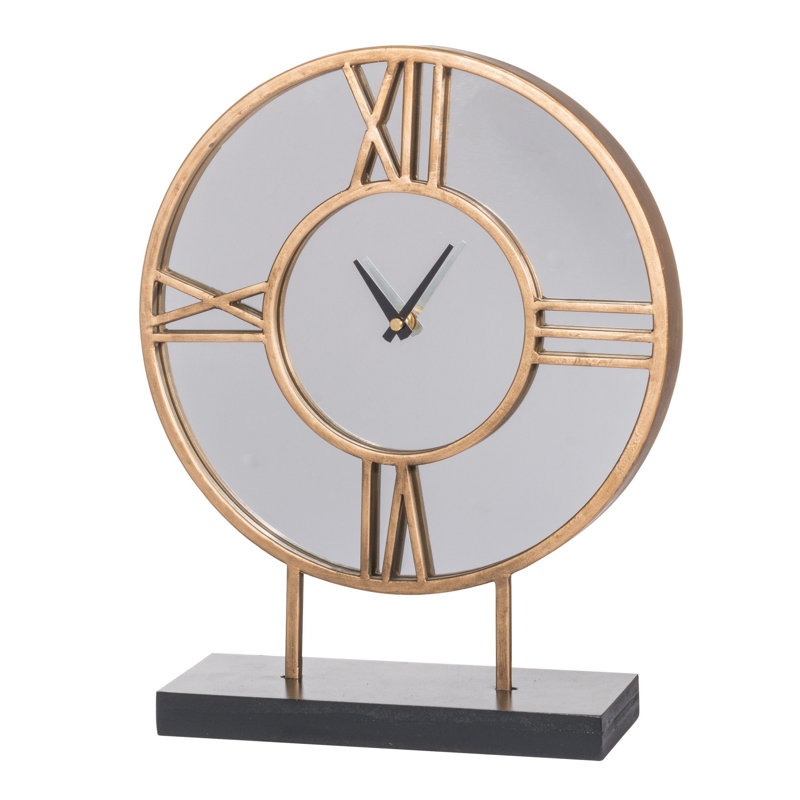 Roman Numeral Metal Quartz Movement / Crystal Tabletop Clock in