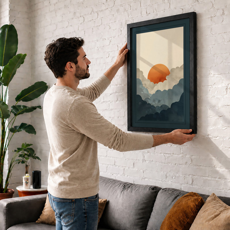 Sun Through Clouds Minimalist - Print, A2 - 59.4 x 42.0 cm, White