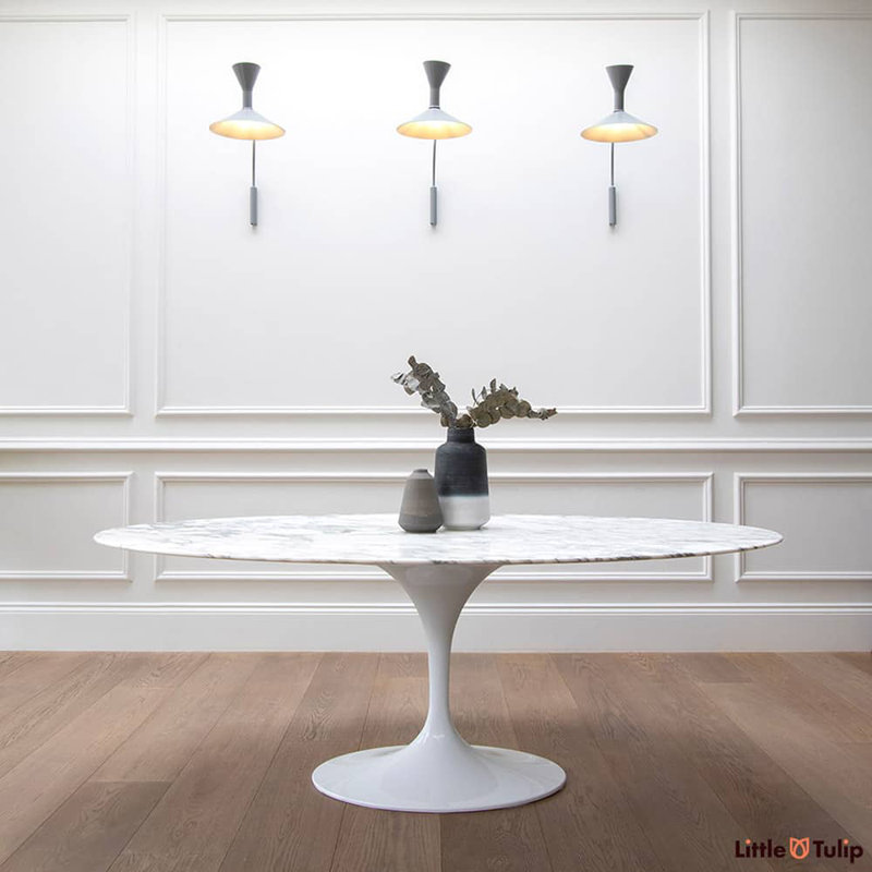 Kahel Oval Marble Dining Table, 29.5”H x 78.5”L x 42.5”W