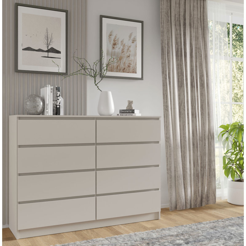 Sunem 140 cm W Chest of 8 Drawers, Beige