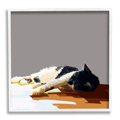 «Repos du chat couché à la lumière du soleil», art mural texturé giclée par Emily Kalina_aq-399
