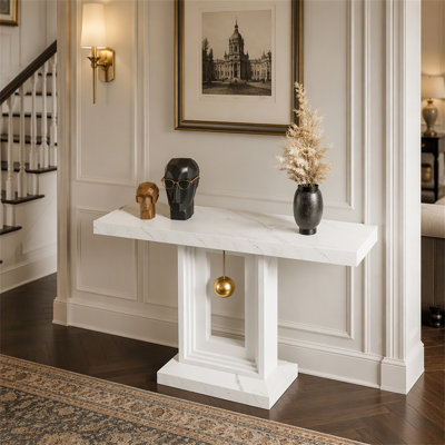 Console de 100 cm (39,4 po), table d'entrée moderne avec décor doré
