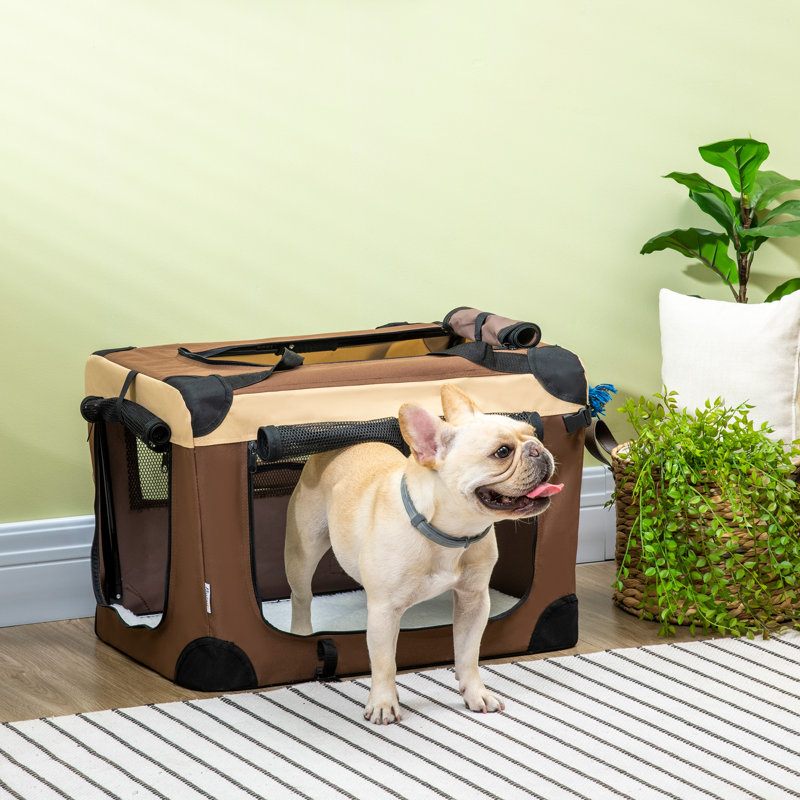 Collapsible Pet Carrier with 3 Doors, Brown
