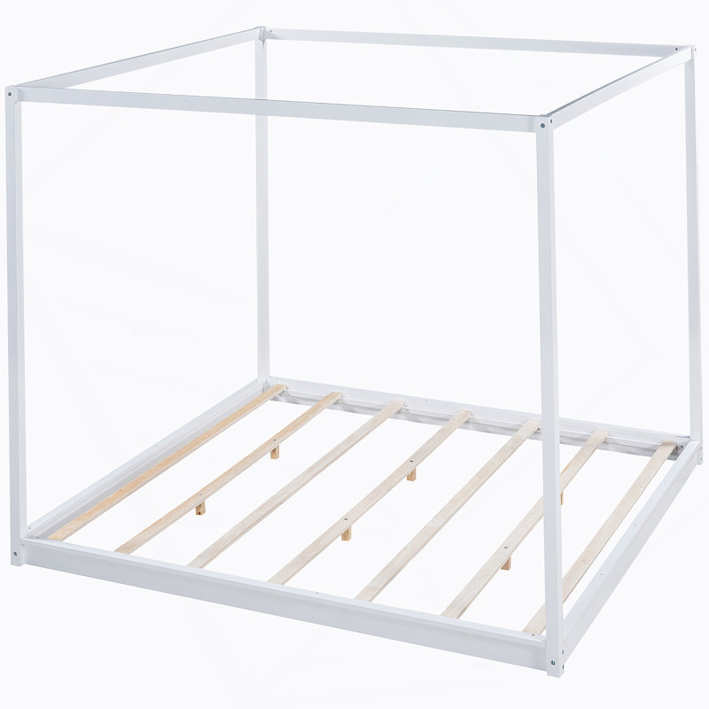 Lit plateforme avec pieds de support CaNopy, Blanc, Grand