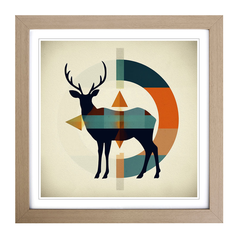 Deer Bauhaus - Framed Print, Oak