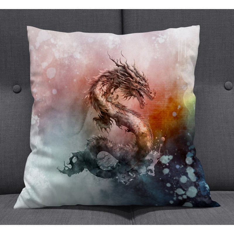 Throw Pillow With Insert, 20"H x 20"W, Blue/Red Abstract 12