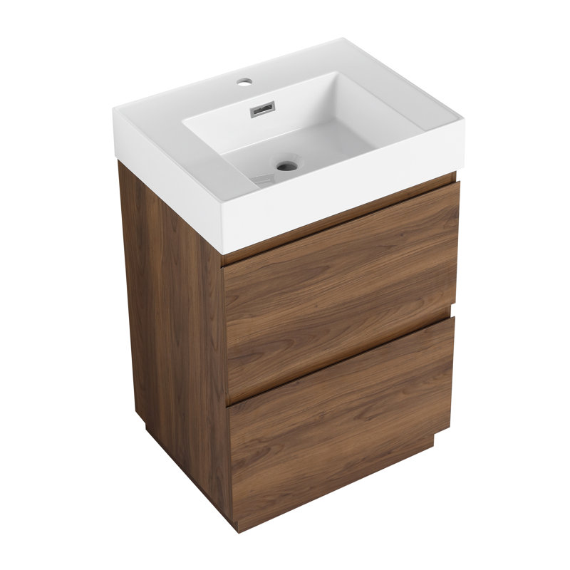 Mordy 24" Bathroom Vanity with Single Sink, Dark Brown