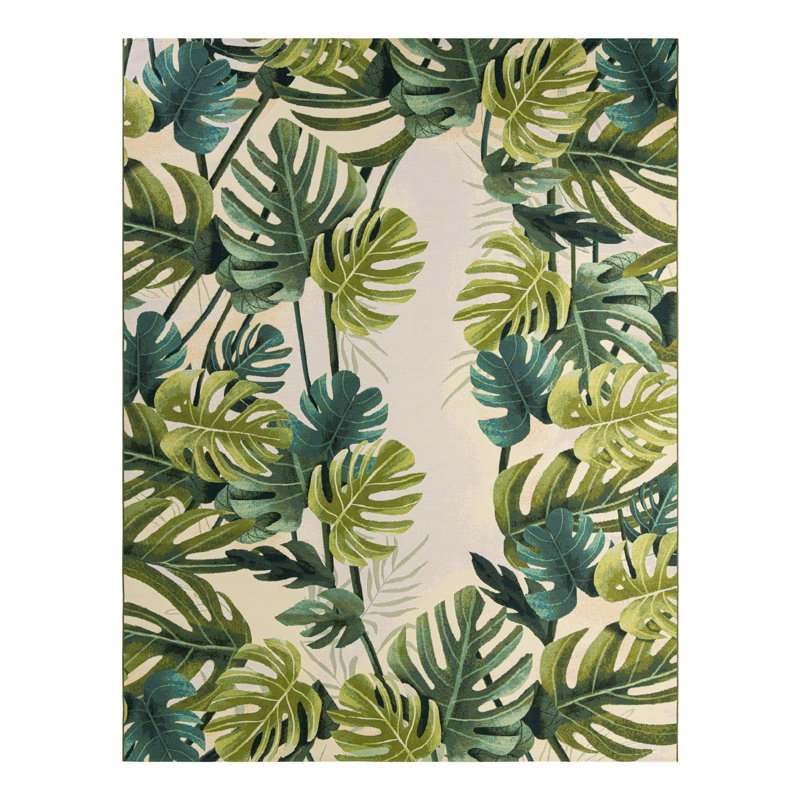Tapis intérieur / extérieur floral Cindina, Rectangle 9 pi x 12 pi