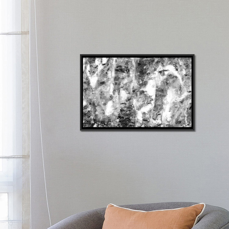 «Black and White Abstract III», impression sur toile, H 18 po x l 26 po x P 1,5 po, Toile avec cadre noir, Pas de tapis