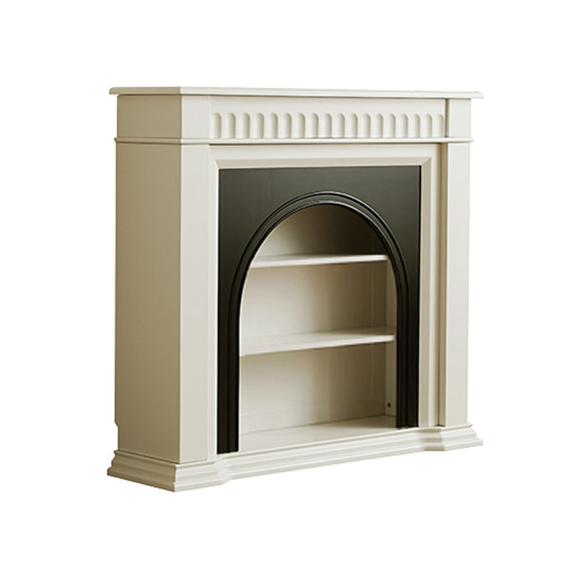 French cream-style white fireplace decorative cabinet, 37.80" H x 39.37" W x 12.60" D