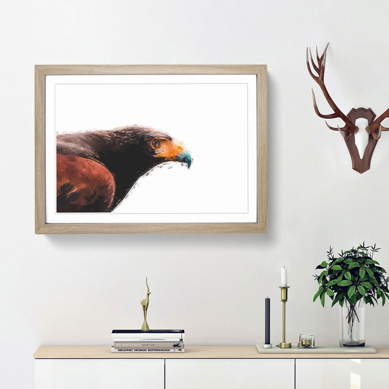 Golden Eagle - Picture Frame Painting Print, Oak Framed, 27cm H x 36cm W x 2cm D