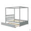 Lit double avec lit gigogne simple, cadre de lit plateforme en bois massif avec tête de lit, aucun sommier nécessaire