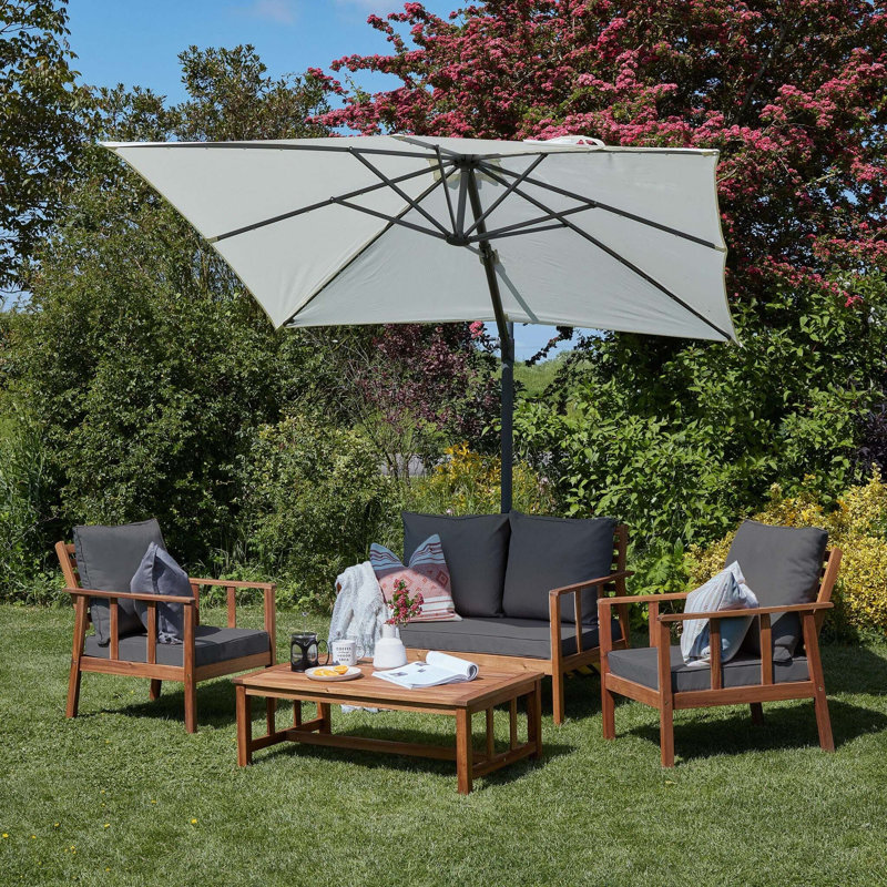 5 - Person Seating Group with Cushions, Cream, Grey