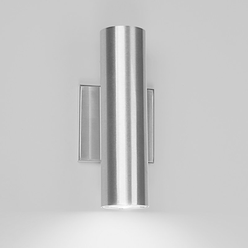 Caliber LED Outdoor Armed Sconce, Brushed Aluminum, 10" H x 3.69" W x 4.5" D