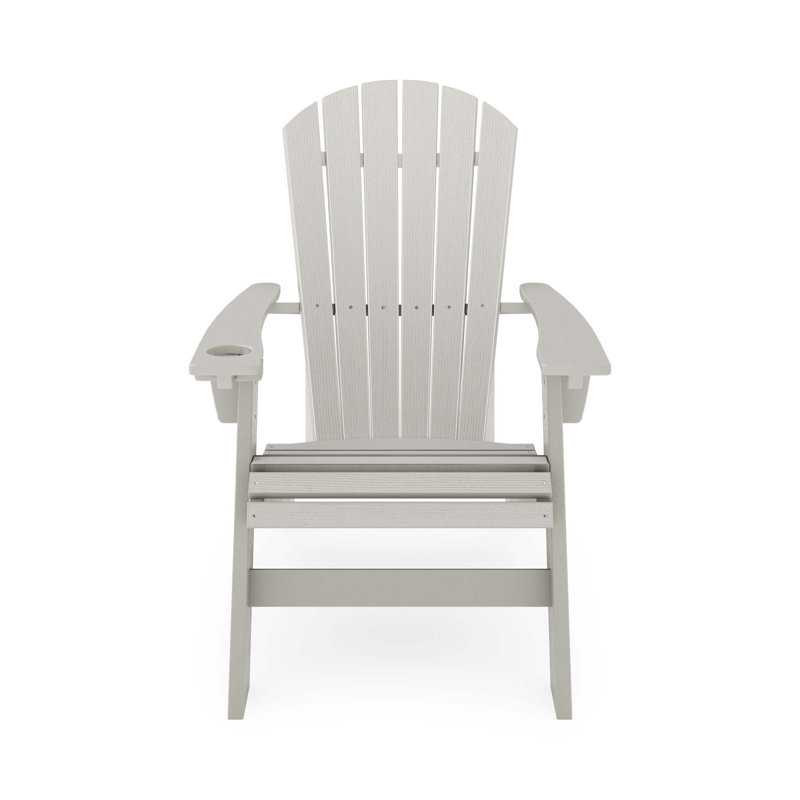 Sturdy HDPE Poly Lumber Adirondack Chair for Poolside, Patio, and Garden Relaxation with Curved Back, Dark Gray
