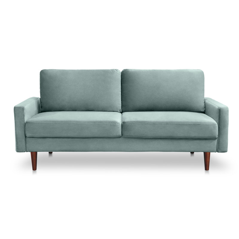Causeuse Markham, Velours cyan grisâtre pâle, H 33 po x l 70 po x P 32 po