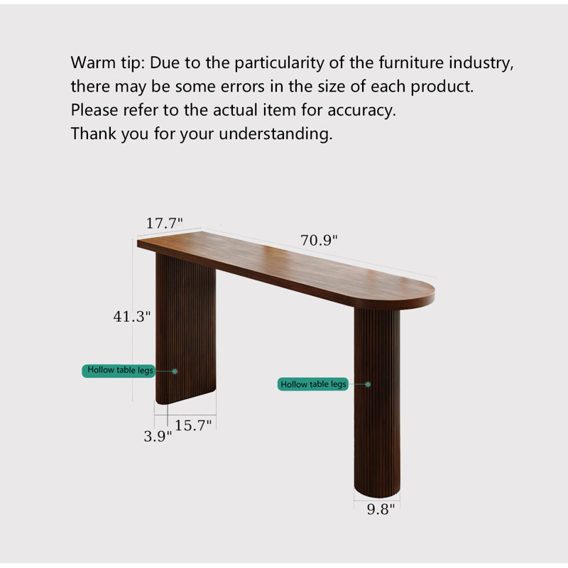 Table de bar à colonnes romaine Modern, H 41,34 po x L 70,87 po x l 17,72 po