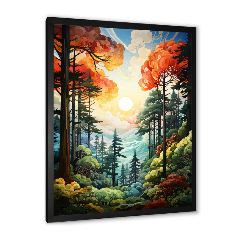 Redwood Tree Shimmering Heights II - Décoration murale paysage et nature, Cadre photo noir, H 20 po x l 12 po x P 1 po