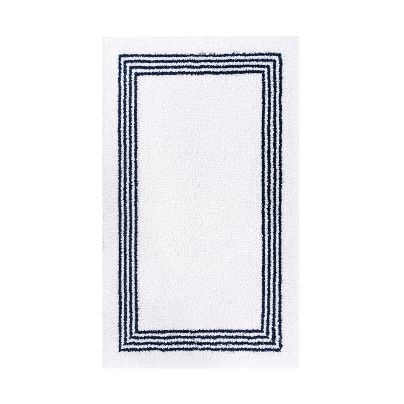 Bourdon Bath Rug, 20" W x 31" L, White/Oxford
