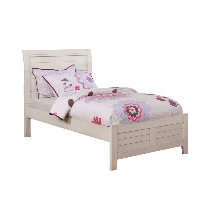 Lit pour enfant Kahi, Blanc antique, Lit double