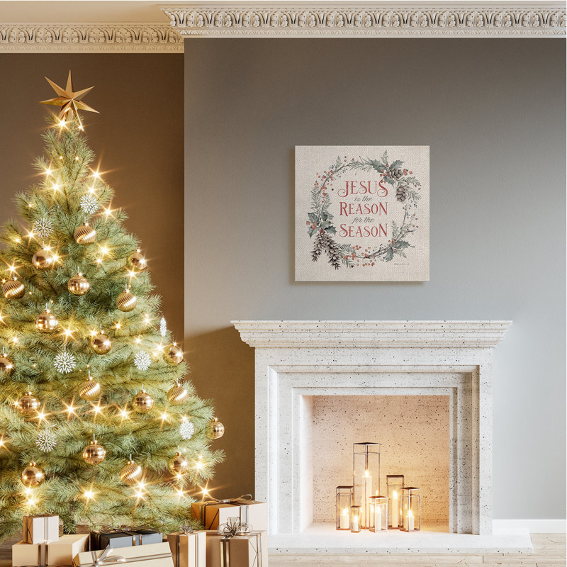 Couronne de Noël Jésus Raison de la saison des Fêtes, Toile tendue, H 36 po x l 36 po