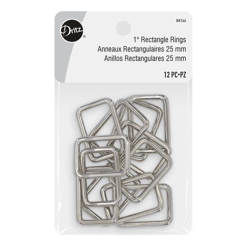 Dritz 1" Rectangle Rings, 12 pc, Silver
