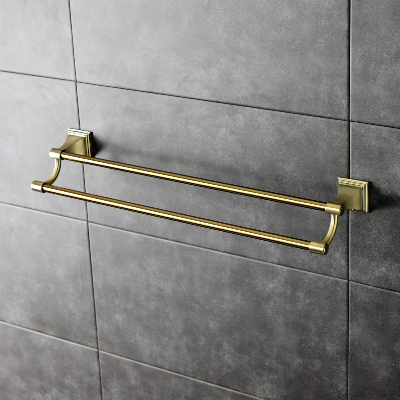 Monarch 24" Dual Towel Bar, Brushed Brass