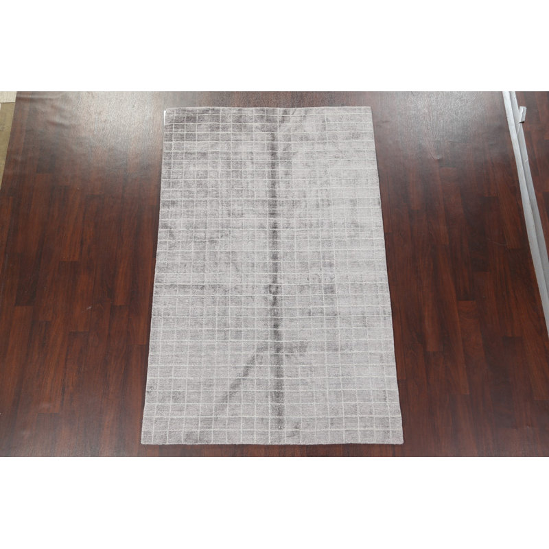 Tapis à carreaux Gabbeh noué à la main 5 x 8