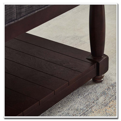 Upholstered Tufted Linen Ottoman Coffee Table