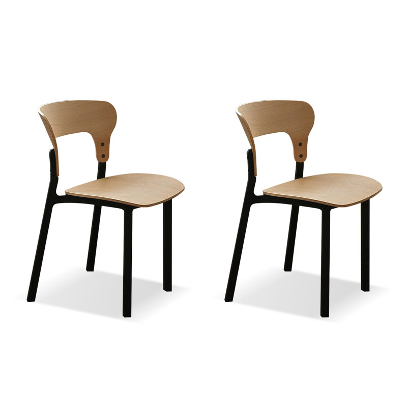 Chaise d'appoint noire à dossier solide (ensemble de 2), Black