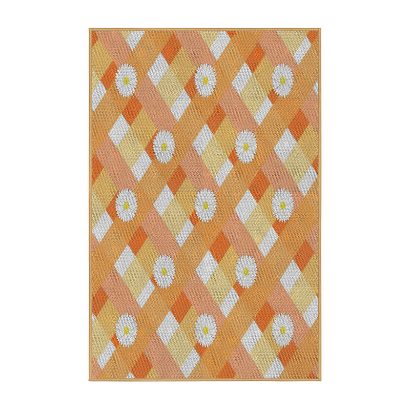Tapis orange/jaune métier tissée à la machine, Rectangle 7 pi x 9 pi