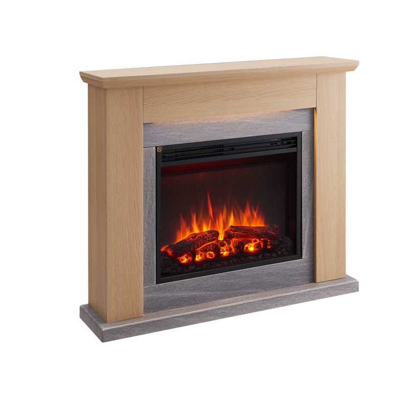 MARDELLA FLAMME 101cm W Electric Fireplace, Natual Oak