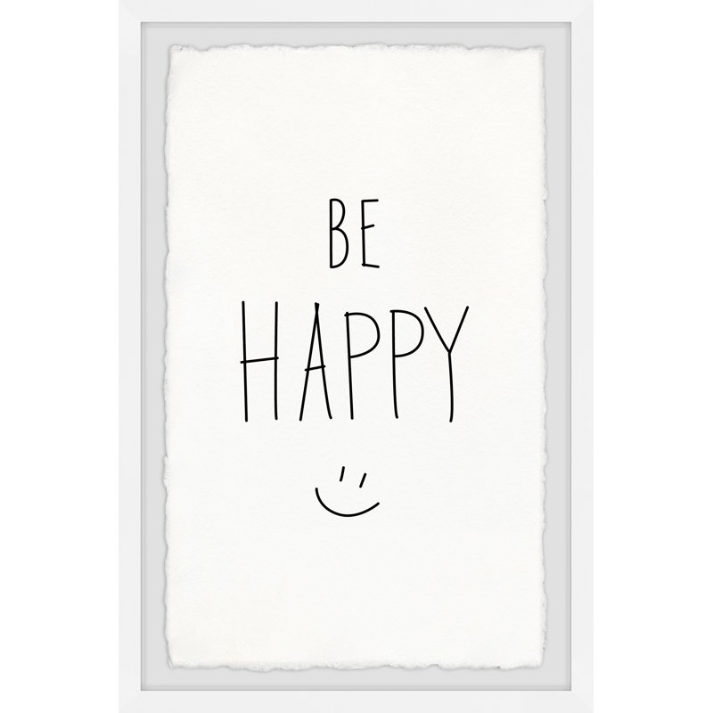 "Being Happy", reproduction d’art textuel sur papier, H 18 po x l 12 po x P 1,5 po