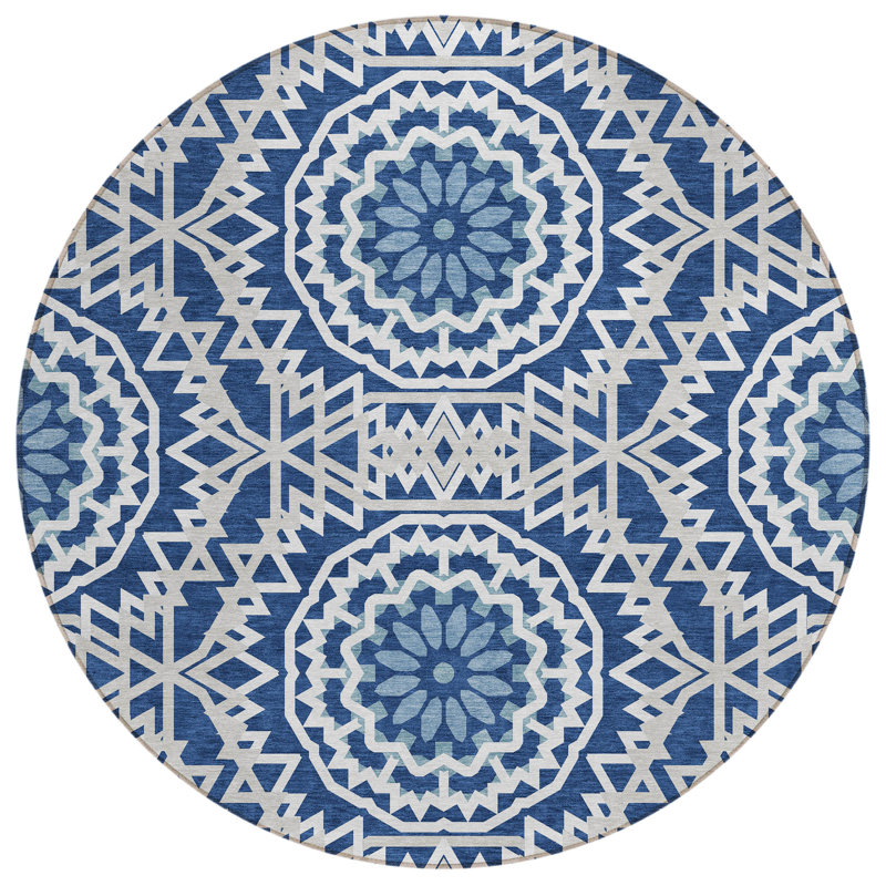 Kawon Geometric Indoor / Outdoor Rug, Round 8'