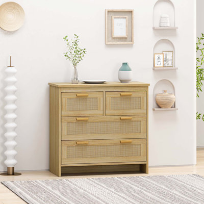 Marley Rattan Storage Cabinet with 4 Drawers by Bay Isle Home