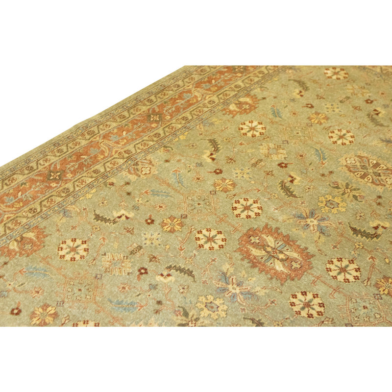 Hand Knotted Oriental Area Rug in Beige Abd Peach