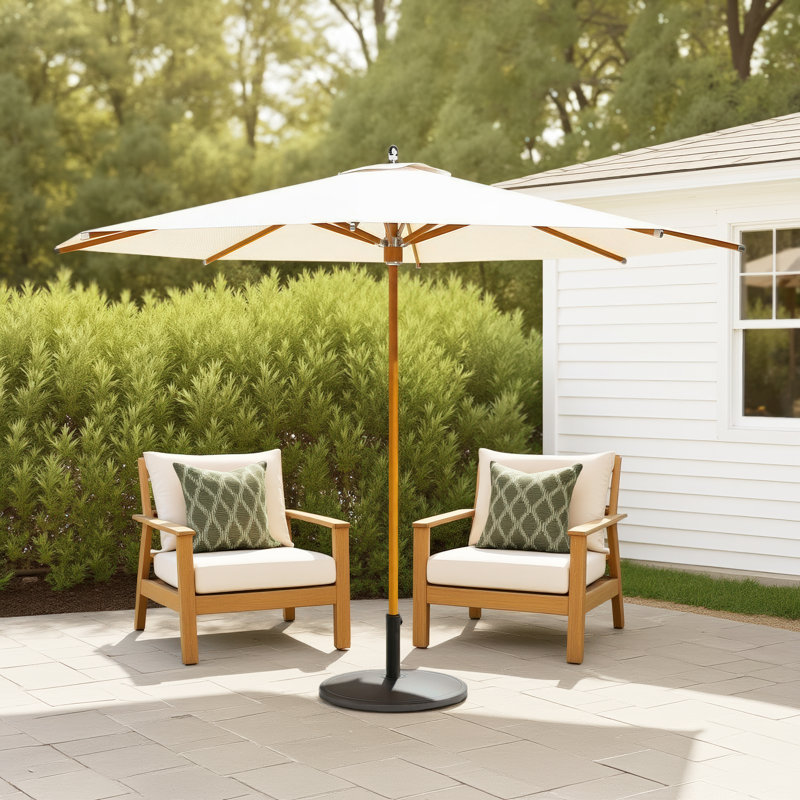 10.8Ft Sunbrella® All-Aluminum Pulley-Operated Round Umbrella, White