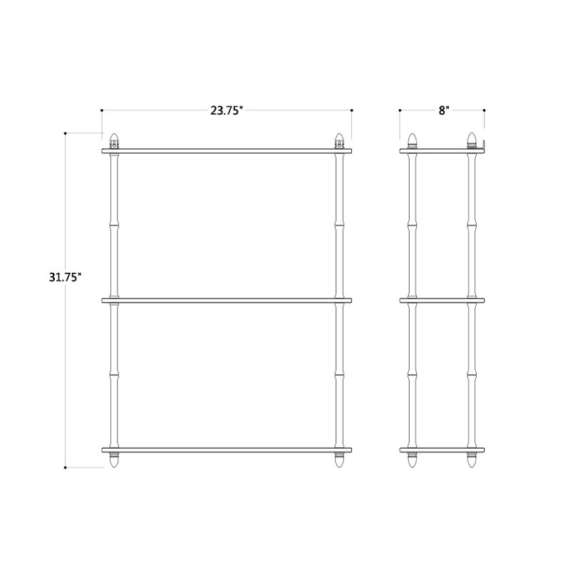 Carmel Brass Shelf Wide 24, Polished Nickel