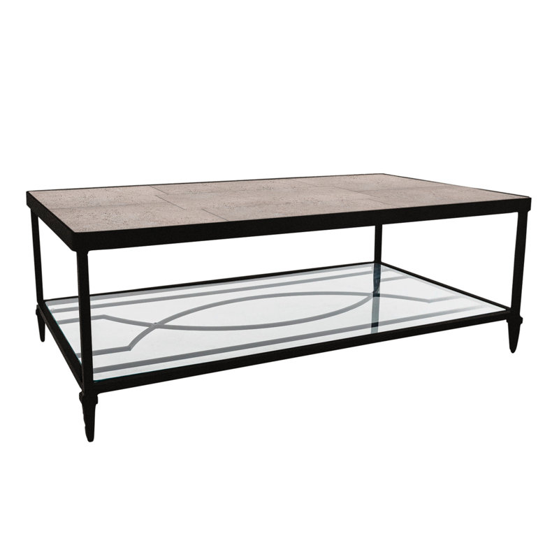 Kensington Outdoor Rectangle Coffee Table, Summit Gray, Carbon Black