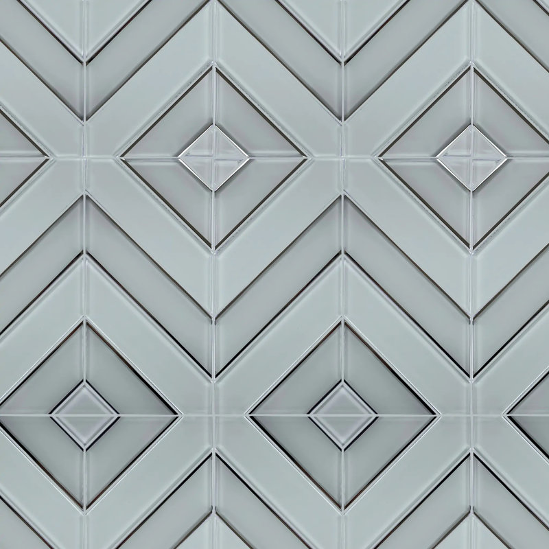 Carreau de mosaïque murale en verre à motif de losanges 12 po x 12 po à motif de losanges métalliques (1 pied carré / pièce)