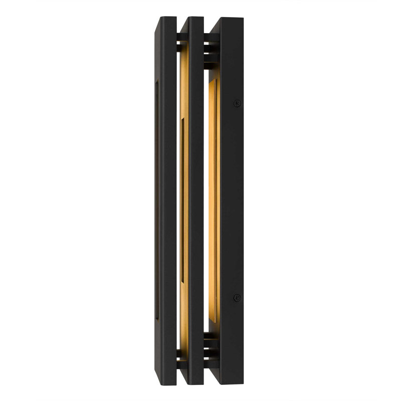 Layer LED Sconce for Indoor/Outdoor Use, Layered Panel Design, Brass Interior, 3-CCT Selectable, Wet Rated