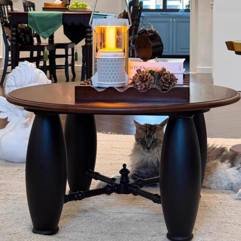 Table basse ronde de style rétro, H 16,53 po x L 31,49 po x l 31,49 po