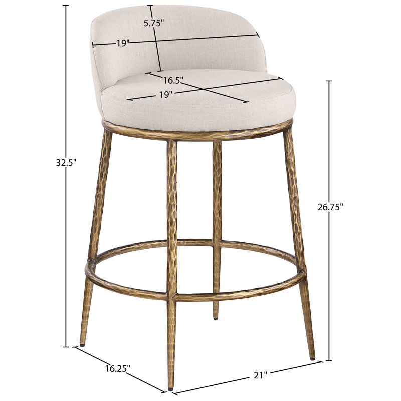 Tabouret de comptoir Ferro Hessle, Siège beige / cadre doré
