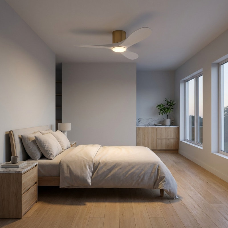 Ventilateur de plafond intelligent Smart Hugger, 44 po de largeur, Bronze brillant, Blanc mat