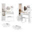 Table de meuble-lavabo à miroir de 17 po de diamètre avec luminaire 3 lumières modifiables, armoire pleine grandeur et tabouret rembourré, commode blanche de style américain