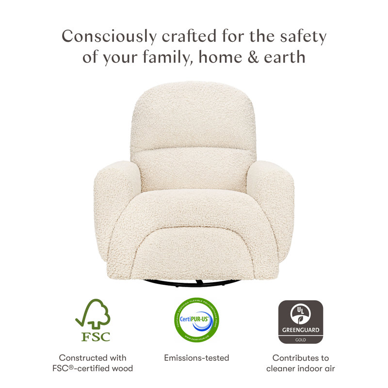 Rainbow Recliner and Swivel Glider, Teddy Loop Almond Sherpa