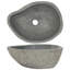 Lavabo de salle de bain, de forme et de couleur naturellement variées, (14,6 po - 18,1 po) x (11,4 po - 14,2 po) x 4,5 po, pierre de rivière taupe-91487067
