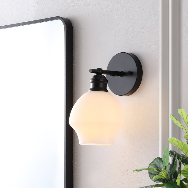 Seeker Armed Sconce, White, Black