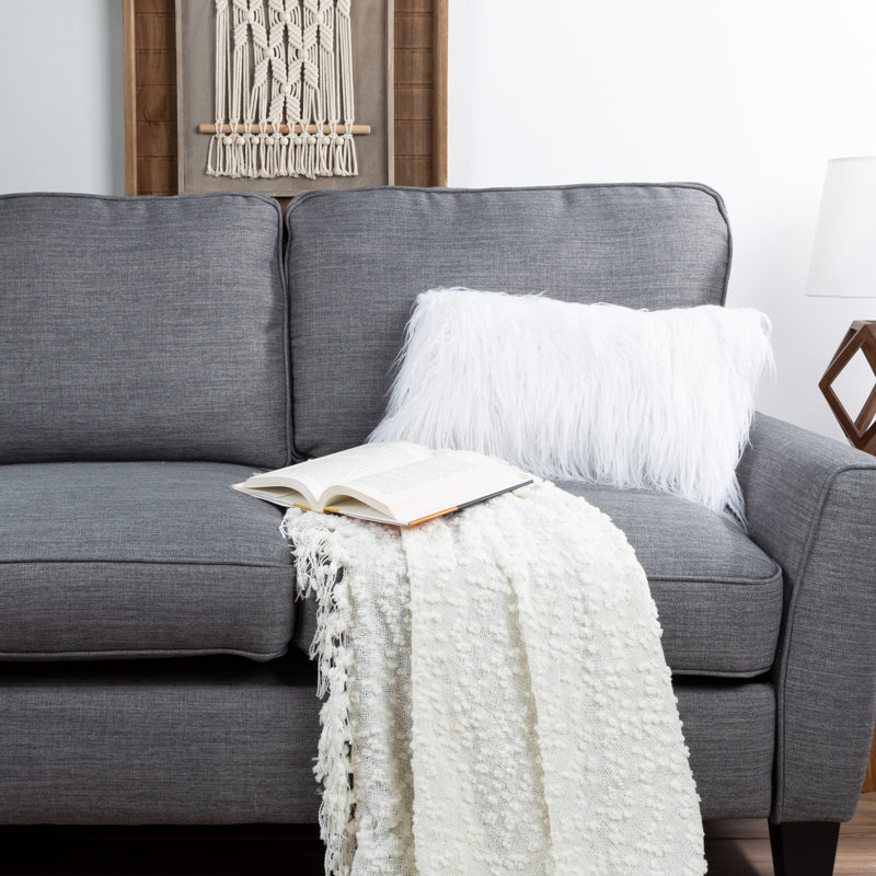  12 x 20-Inch Plush Lumbar Pillow - Luxury Accent Pillow Insert and Glam Cover Set, White